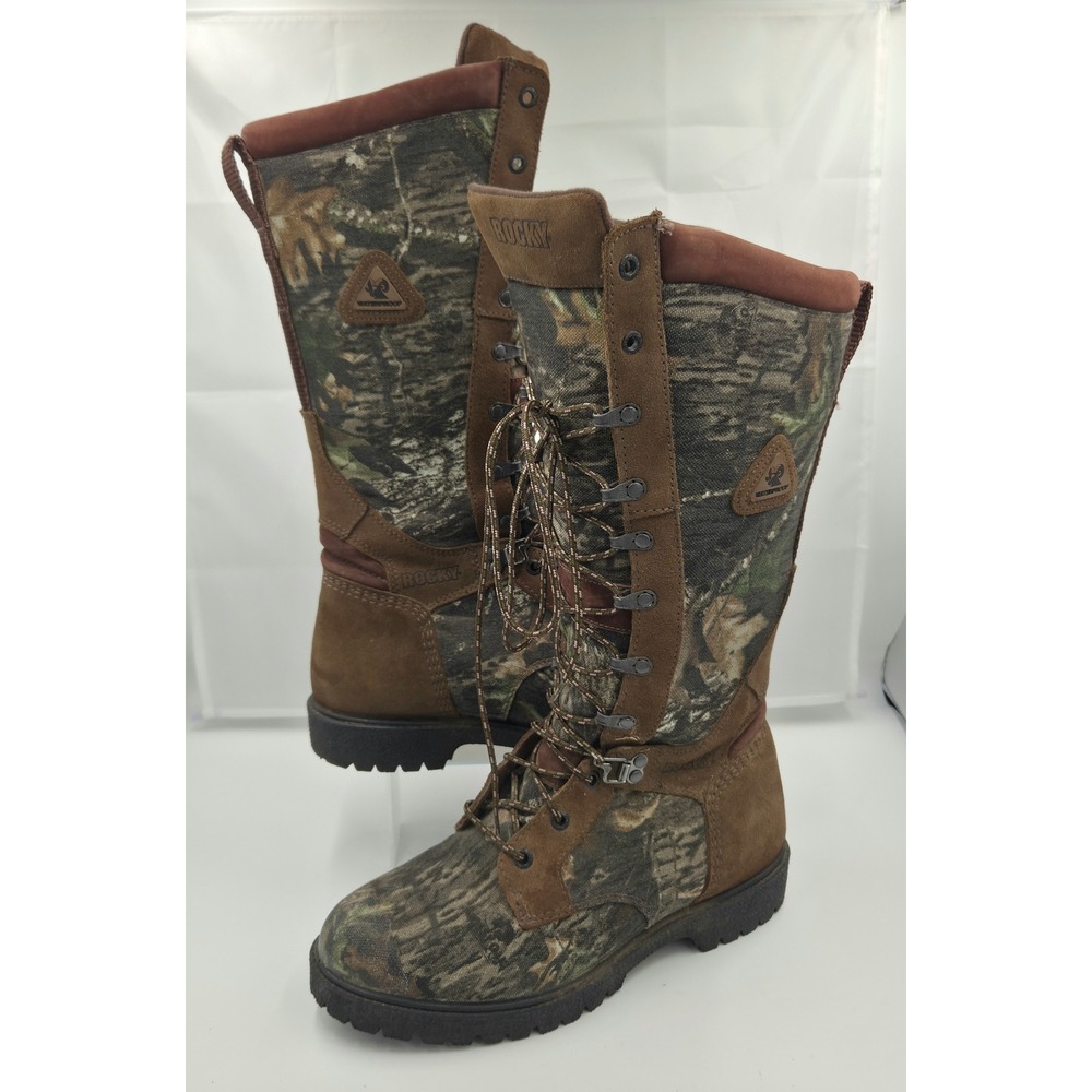 Rocky 4500 Low Country Waterproof Snake Boots Mens 8 MW Camo Hunting Tall Boot